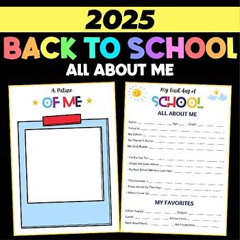 Back to School All About Me - First Day of School Student Questionnaire