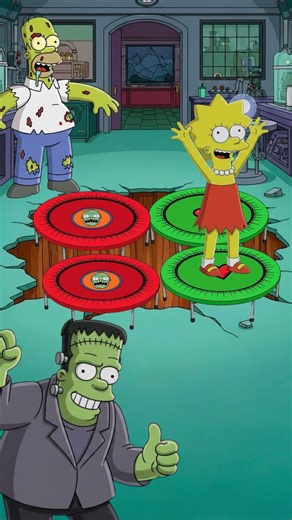 Frankenstein vs Zombies Simpsons Trampoline Challenge #minecraft #cartoon #animation #funny