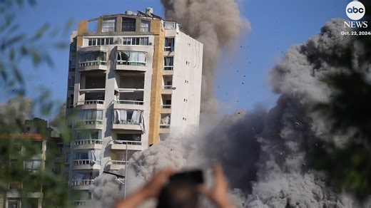 Dramatic footage shows Beirut building demolished in Israeli airstrike