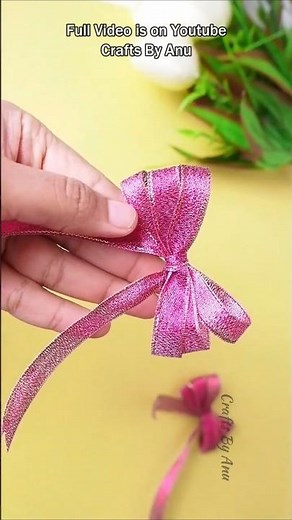 No-Sew Double Bow with Gold Trim | Quick & Easy DIY #Shorts Easy Ribbon Hack in 30 Sec