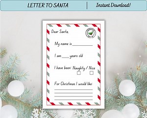 Printable Letter to Santa Template: Kids Christmas Activity (PDF Download) - Etsy