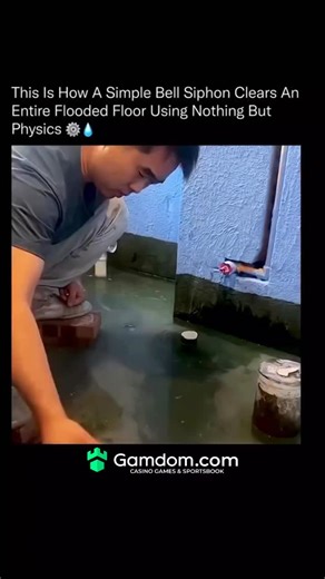 sci || tech || history on Instagram: "It looks like a simple trick, but this is actually one of the smartest fluid-physics hacks ever discovered 🔍 💧 A bell siphon works by using water pressure and trapped air to create a self-sustaining vacuum. Once the water level rises high enough, air is sealed under the “bell,” causing a rapid suction effect that pulls water through the pipe automatically. The moment the flow begins, the siphon drains the entire room without electricity, pumps, or moving p