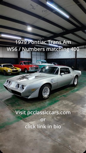 For Sale: 1979 Pontiac Trans Am / WS6 / Numbers matching 400 / 4 Speed / AC Click the link to view this vehicle on our website: https://www.pcclassiccars.com/inventory/1979-pontiac-trans-am-ws6-numbers-matching-400-4-speed-ac | PC Classic Cars