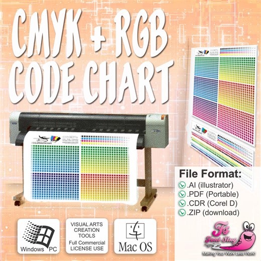 CMYK Codes Color Chart Printable Poster Instant Download - Etsy