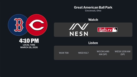 Red Sox at Reds - March 28, 2026: Tune In