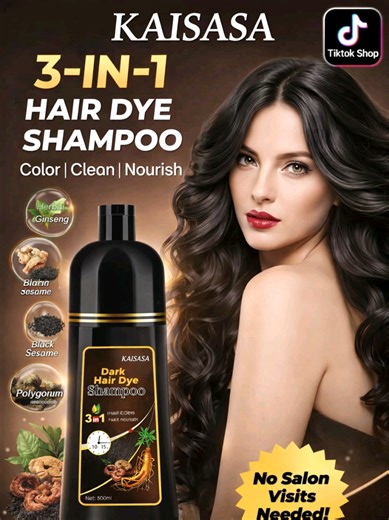 KAISASA 3-in-1 Black Hair Dye for Shiny Hair