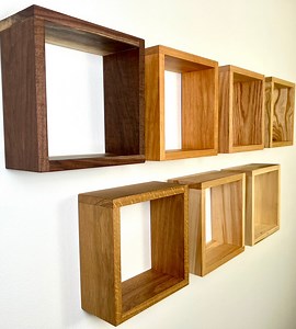 Solid Wood Cube Floating Shelf | Walnut | Oak | Cherry | Maple | Hickory | Hardwood | Minimalist - Etsy