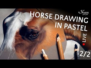 🎨 2/2 How to draw horse in soft pastel / Comment dessiner un cheval au pastel • Live • Skyzune ART