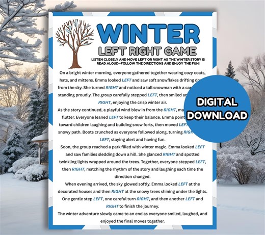 Winter Left Right Game, Fun Winter Game for Adults Kids, Winter Pass the Prize, Pass the Gift Exchange, Left Right Winter Pass the Present - Etsy