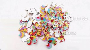 50Pcs Random Color Cartoon Rooster Chicken Wooden Buttons 2 Holes DIY Sewing Scrapbook Decor Fasteners