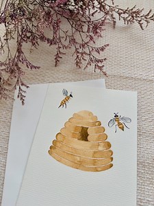 Honey Beehive Print Greeting Card - Etsy Australia