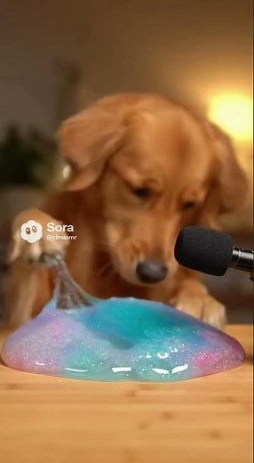 Golden Retriever Plays With Slime | Satisfying ASMR 🐶✨ #asmr