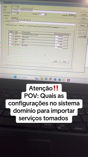 Quais as configurações no sistema domínio para importar serviços tomados‼️ #contabilidad #contador #dominio #sistema #estudante
