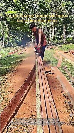 Precision Log Cutting Technique with Chainsaw | Accurate Wood Milling Method