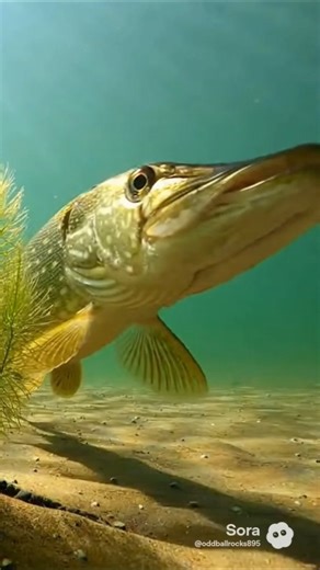 northern pike underwater eating