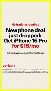 Save on iPhone 16 Pro, with a new line on Unlimited Ultimate. No trade-in required. Online only. | Verizon