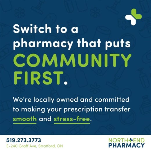 Experience the care of a community pharmacy. Switch to North End Pharmacy, Transferring your prescription is quick and easy— Call 519-273-3773. #PrescriptionTransfer #CareYouCanTrust #CommunityPharmacy #NorthEndPharmacy #Stratford | North End Pharmacy
