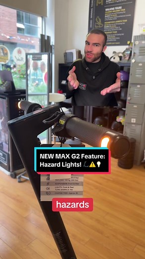 To use the MAX G2’s NEW hazard light feature (from firmware download v1.11.1): 👀 1. Turn on your scooter by pushing the power button on your display.💡 2. Simply double-tap your turn signal switch (doesn’t matter if you click the left or right side). ↔️ 3. Just like that, your hazard lights are on! ⚠️ 4. To turn them OFF, simply double-tap either your left or right turn signal. What do you think of these hazard lights? 🤔 Comment below! 💬 Call us: (416) 642-0096 ☎️ Email us: sales@segwayofonta