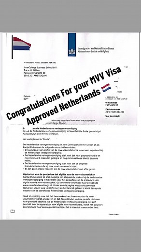 MVV Visa Approved for Study in the Netherlands 🇳🇱