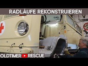 Reconstruction of the wheel arches on the vintage bus