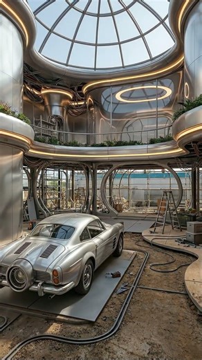 A future-style home designed with integrated parking.