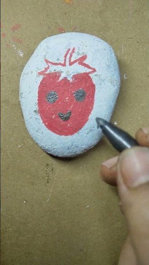 Strawberry drawing tutorial in Rock || rock painting#strawberry#drawing#satisfying