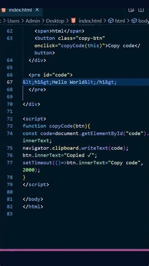 Build a ChatGPT Style Copy Code Button with HTML CSS JS #coding #js #chatgpt #project