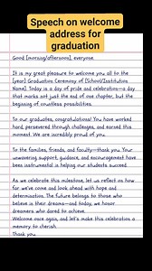 425K views · 3.1K reactions | Speech on welcome address for graduation #trendingreels #speech #graduationday #WelcomeAddress #GraduationSpeech | English Class | Facebook