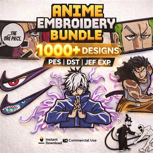 Anime Embroidery Designs Bundle, 1000+ Machine Files (pes, Dst, Jef, Exp) - Etsy