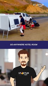 🚐 This go-anywhere hotel room expands from a small footprint to a roomy 7-foot camper. ⛺🔥 | Startup Selfie