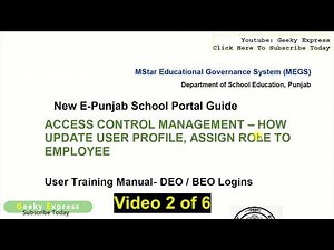 How to Update User Profile & Assign Roles in MStar ePunjab | DEO/BEO Access Control Guide 2 of 6
