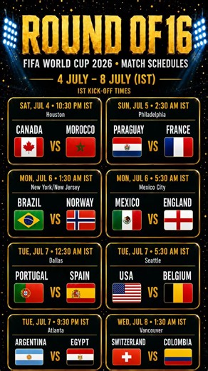 World Cup 2026 Round of 16: Messi vs Egypt, France vs Paraguay & MORE! Full Fixtures #shortsfeed