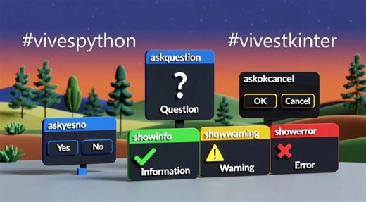 💡🚩 TTKBOOTSTRAP.DIALOGS #vivespython #vivesttkbootstrap Les boîtes de dialogue dans ttkbootstrap sont des composants modernes qui remplacent avantageusement tkinter.messagebox en offrant une interface plus élégante, thématisée et cohérente avec les styles Bootstrap. Elles permettent d’afficher des messages interactifs à l’utilisateur tout en conservant un design professionnel et personnalisable (thèmes sombre, clair, etc.). Contrairement à Tkinter classique, ttkbootstrap.dialogs et ttkbootstra