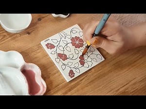 TILE ART DESIGN | Drawing and Painting A Ceramic Tile | Satisfying Art, Diy