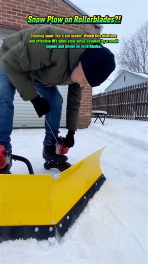 Snow Plow on Rollerblades?! 🥶 The Fastest Way to Clear Your Driveway! #shorts #shortsfeed #snow