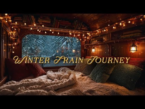 Cozy Christmas Train Ambience | Snowy Window, Gentle Music & Train Sounds