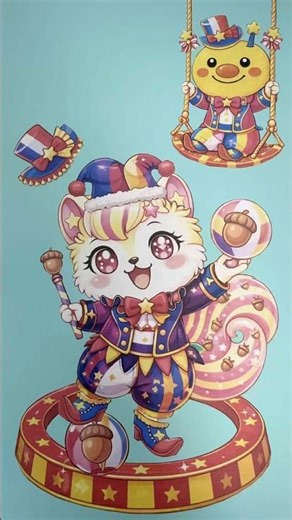 Dressing Popopi in a Circus Costume 🎪 #stickers