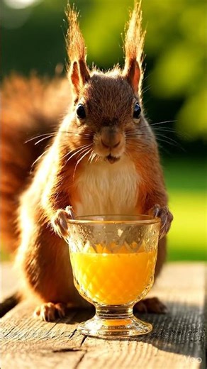 Squirrel drinks mango juice #ytshorts #funnyanimalsvideos #shortsfeed #housemusic