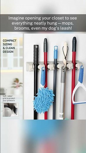 Organize Your Space with HOME IT Mop and Broom Holder | Perfect Garage Storage Solution!