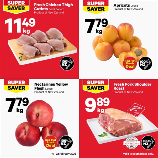 Check out the top deals this week! 🤩 Shop today at New World Bishopdale 🛒 🔍 http://bit.ly/SouthIsland-Mailer Prices valid 16 - 22 February 2026 in South Island stores. | New World Bishopdale