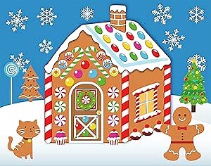 38PCS Make-a-Gingerbread House Stickers for Kids - Christmas Party Game/Craft/Activity/Favor/Supplies - 19 Finished Products