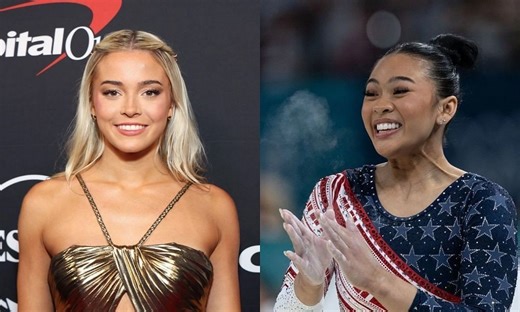 Olivia Dunne reacts to Suni Lee winning gold medal with Team USA at Paris Olympics