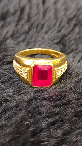 3ct Simulated Emerald Cut Ruby Solitaire Men's Ring 14K Yellow Gold Plated - Etsy Canada