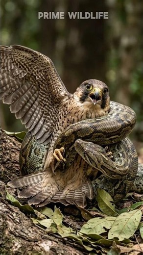 ​Watch as a massive python wraps its lethal coils around a hawk mid-air!