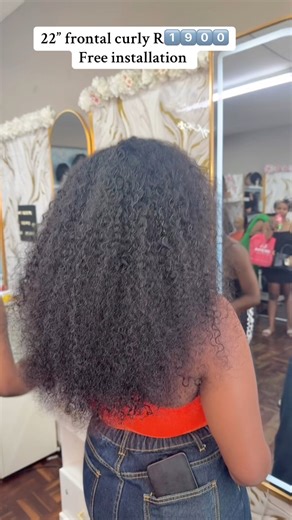 Golden doll rocking her 22” frontal curly like the queen she is 👑✨ Get FREE INSTALLATION when you buy this beauty! 💅🔥 Don’t miss out — luxury curls free slay = Golden Hour perfection 💛 | Golden Hour Hair