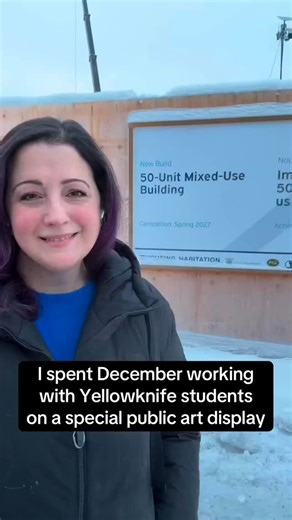 My mural project spanning three Yellowknife school districts and nine classrooms, created with students in Grades 3–10, is now on display along 51st Street, across from the Yellowknife Visitor Centre and near the Gold Range. Thank you to PCL Construction and Housing NWT for inviting me to facilitate this project. I’m incredibly proud of these young artists! Take a moment to stop and see what we created. 🎨 #canadianartist #yellowknife #northwestterritories #artteacher #publicart @pcl_constructio