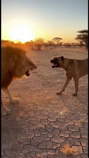 Lion vs Powerful Dog Brutal Face Off on African #LionVsDog #WildlifeShowdown #Savanna #AnimalPower
