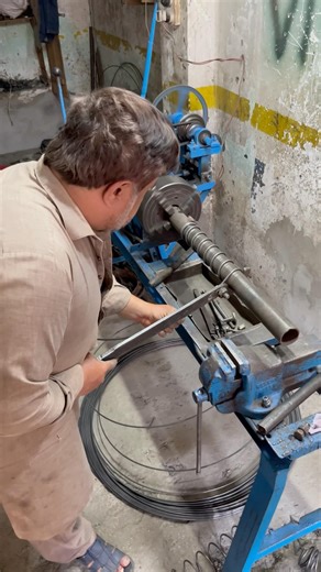 Vintage Old Lathe Spring Making | Simple Ghota Machine Spring from Iron Wire #shorts