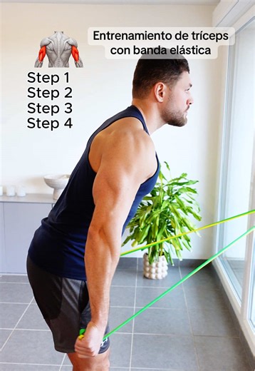 Rutina de tríceps con banda elástica 💪 Ejercicios simples para entrenar en casa. Mejora la activación y el control del movimiento 🔥 Guárdalo y pruébalo 🇪🇸 #triceps #bandaselasticas #entrenamientoencasa #rutinafitness #ejercicios