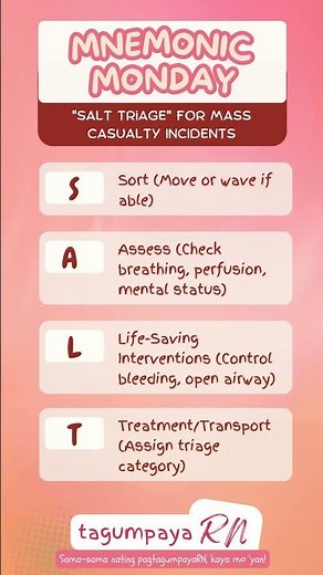 📌 Mnemonic: "SALT Triage" for Mass Casualty Incidents